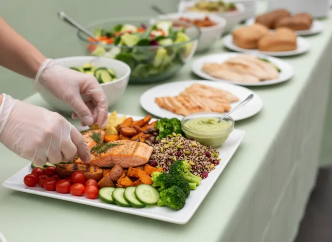 Create Healthy plate with salmon